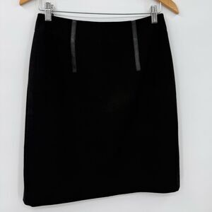 Etcetera Pencil Skirt with Faux Leather Trim in Black | Size 2